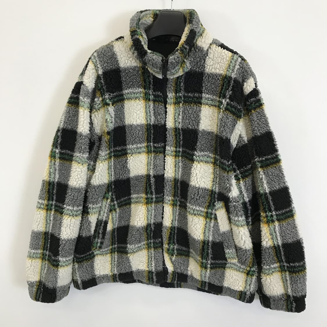 자라 뽀글이 체크 쉐르파집업자켓 [XL] 상품이미지1
