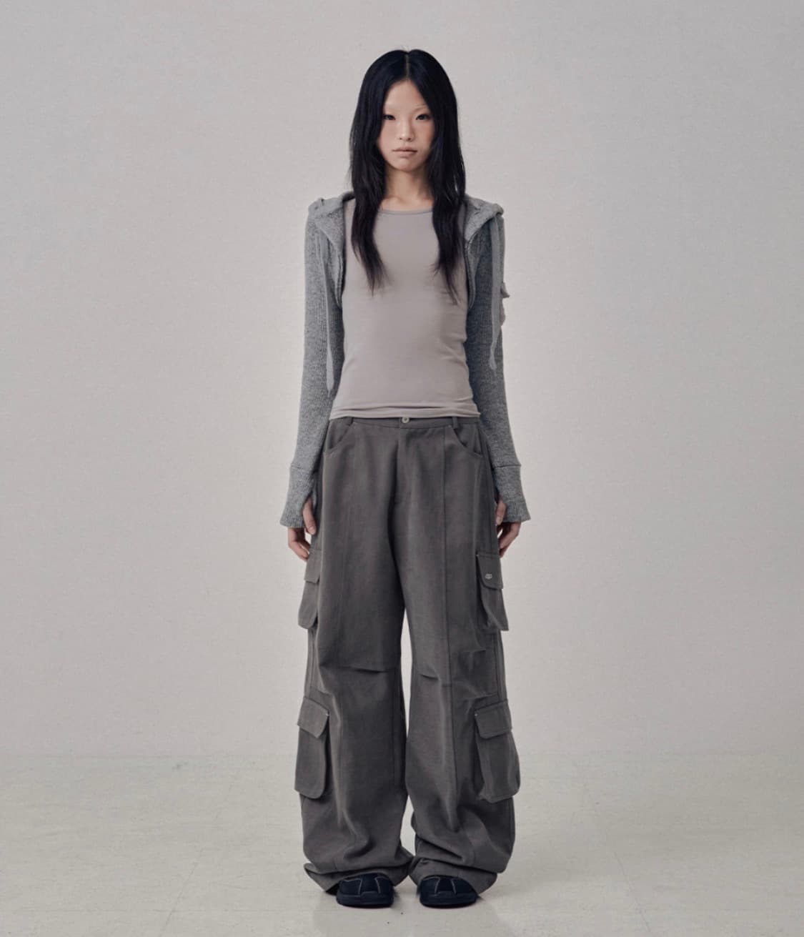41pray knit hoodie bolero cardigan grey 상품이미지2