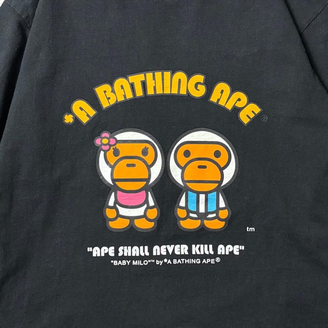  베이프 베이비 마일로 듀얼 캐릭터 롱슬리브 티셔츠 블랙 상품이미지4