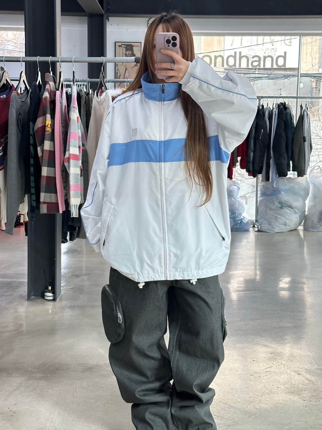 나이키 올드스쿨 스포티 윈드브레이커자켓 화이트소라 데드스탁 상품이미지3