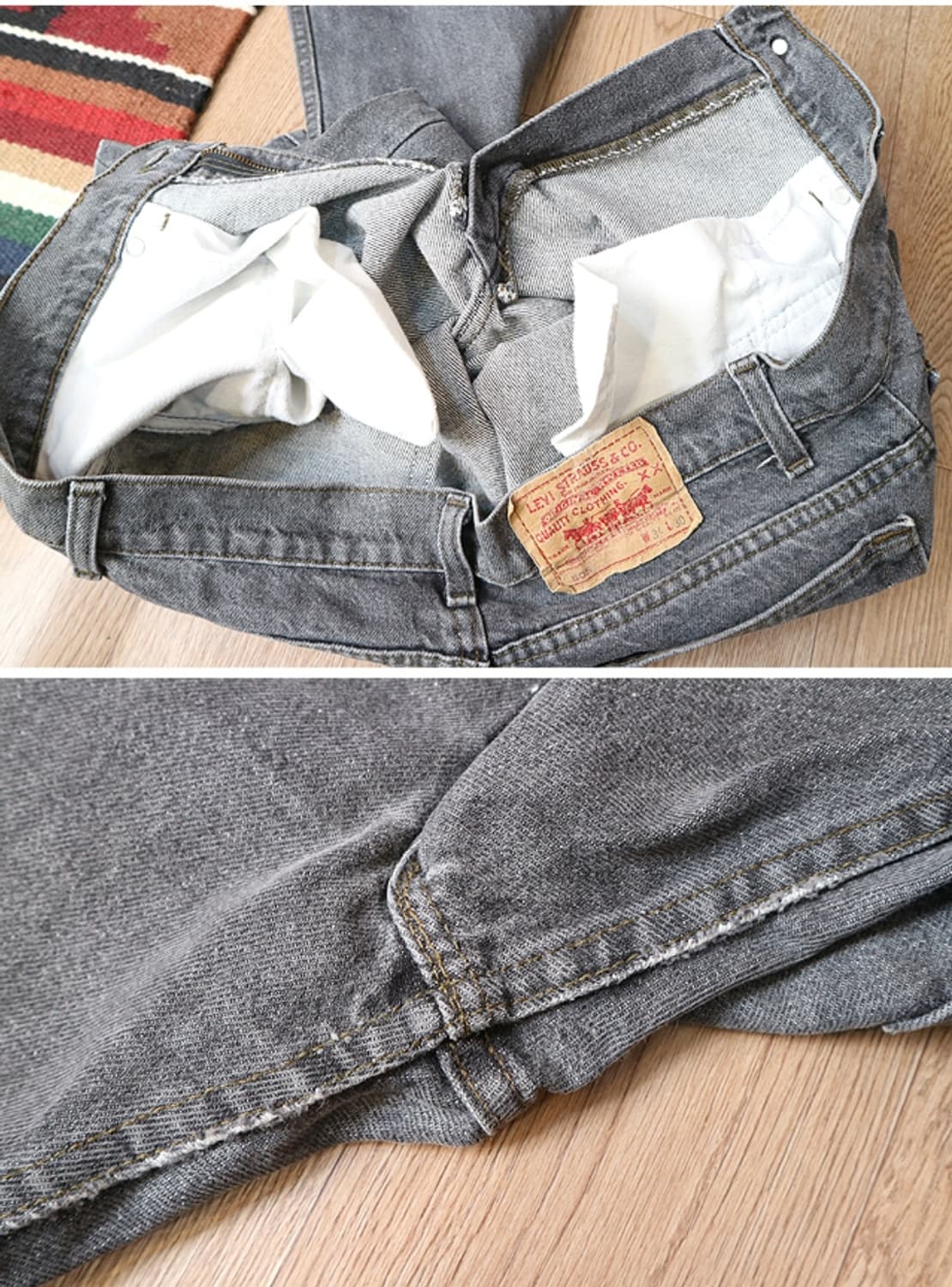 미국산 80~90s levis 리바이스 505 블랙 그레이데님 상품이미지8