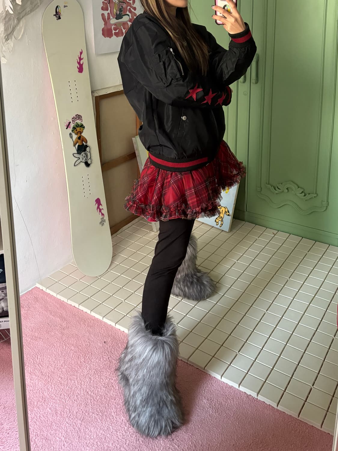 체크 쉬폰치마 상품이미지4