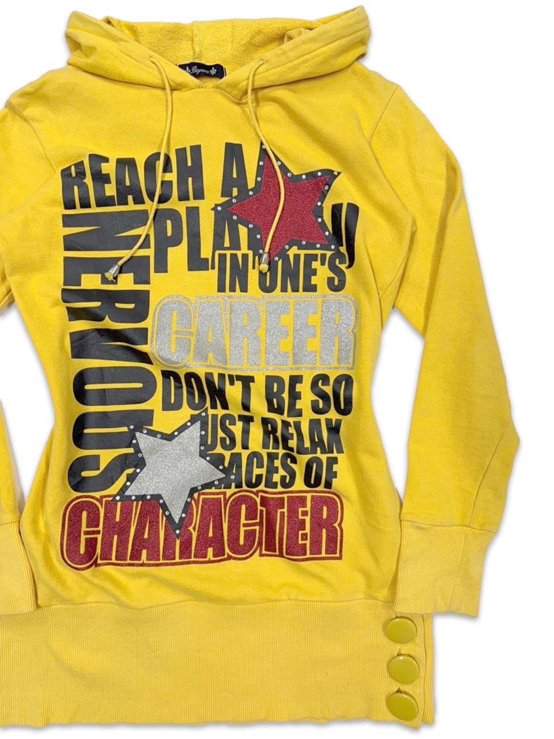 빈티지 옐로우 레터링 펑크 후드티 상품이미지2