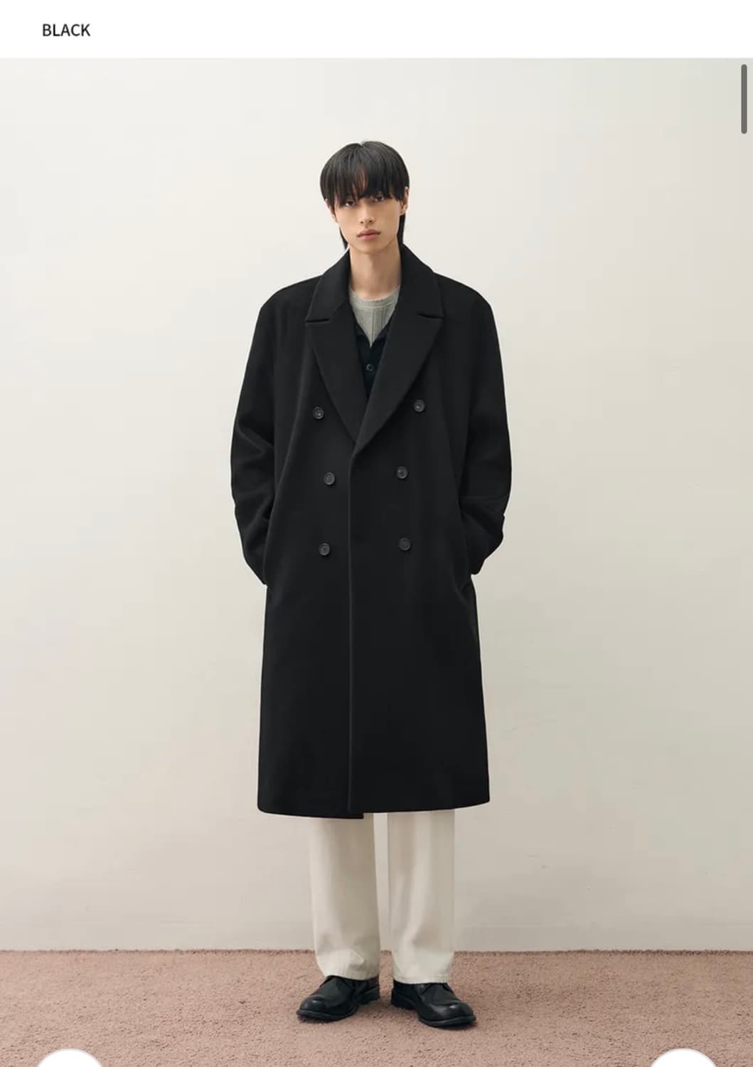 (L) 드로우핏 프리미어 퓨어 캐시미어 로브 더블 코트 [BLACK] 상품이미지5