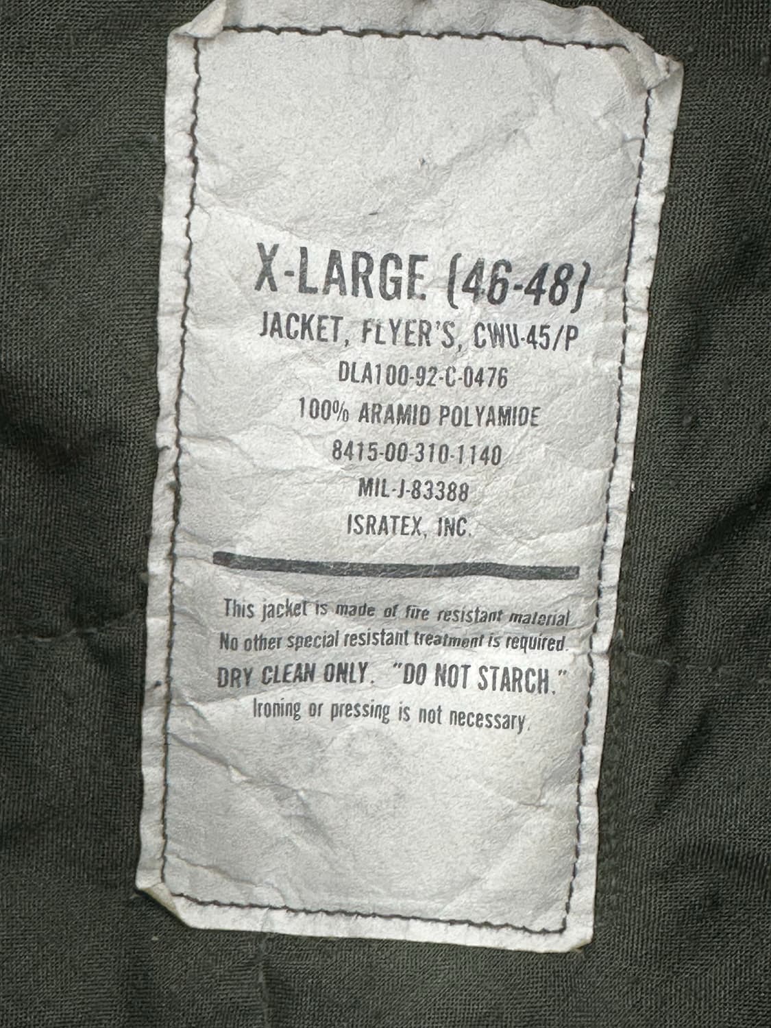 1992‘ CWU-45/p 플라이트 자켓 XL 상품이미지8