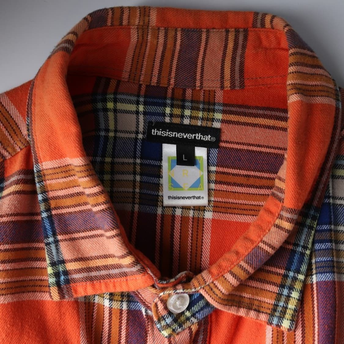 디스이즈네버댓 플란넬 체크 워크 셔츠 오렌지 L 상품이미지5
