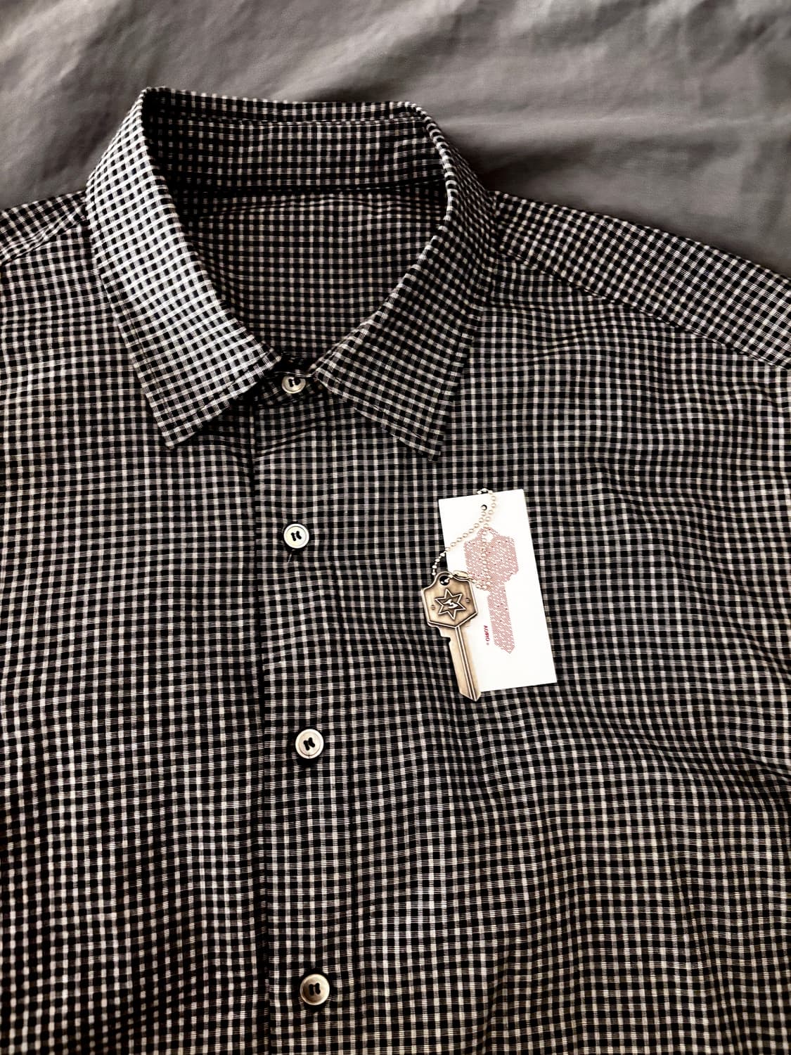 아오이로 시그니처 라벨 체크셔츠- 쿠키 크림 상품이미지3