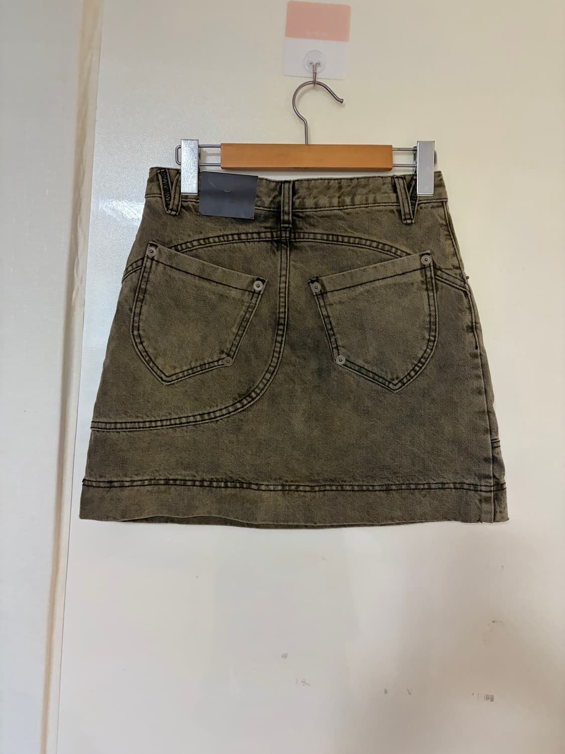 카키 워싱 데님 미니스커트 상품이미지2