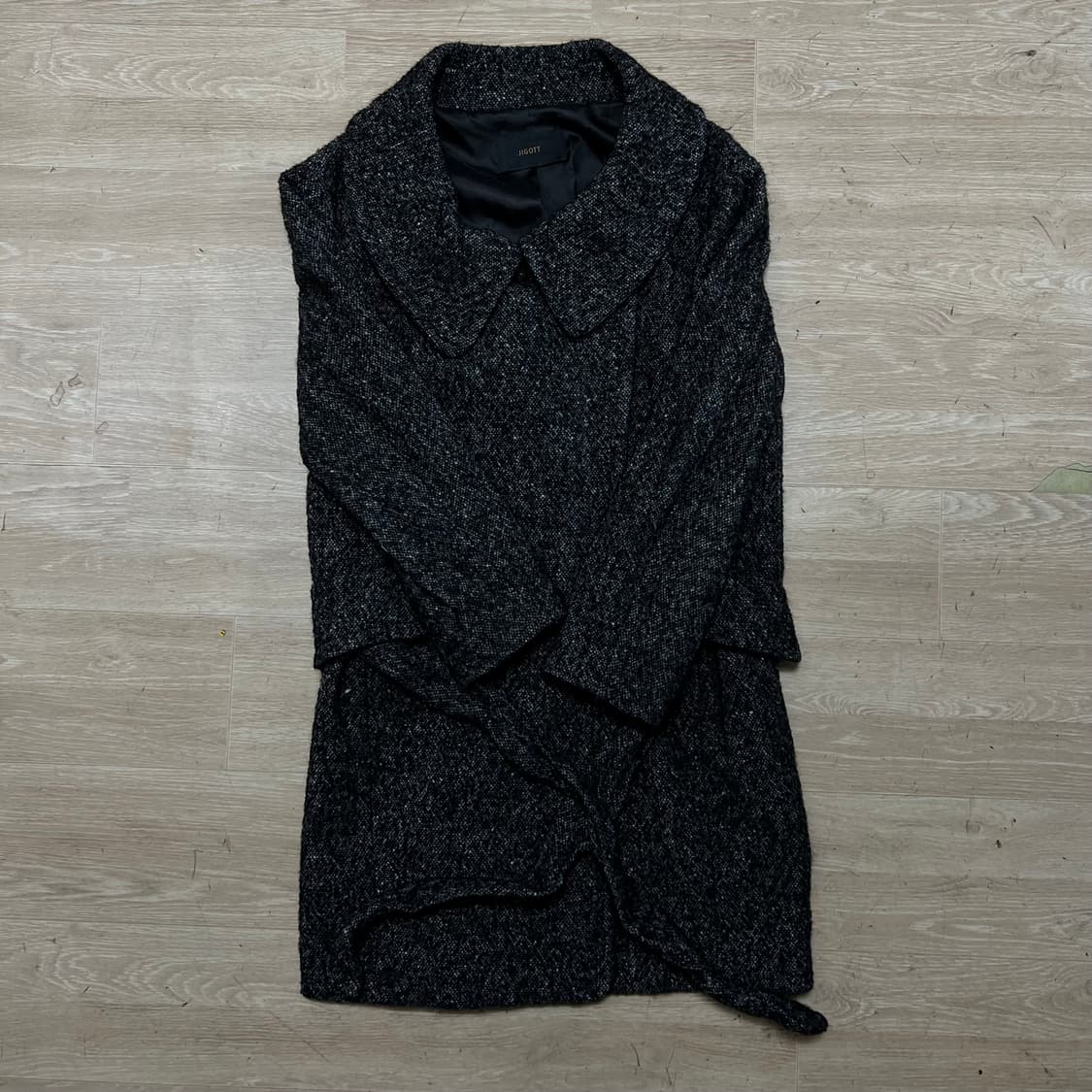 지고트 여성 헤링본 양모 알파카 더블 코트 [블랙] 85-88-155 상품이미지1