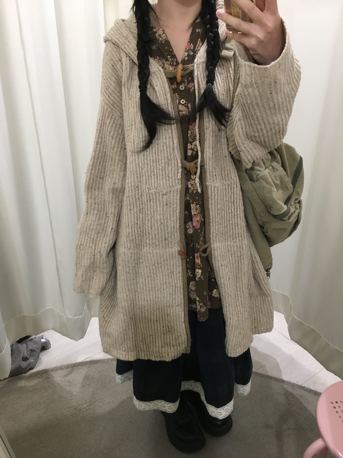 후드 더플 가디건 상품이미지3