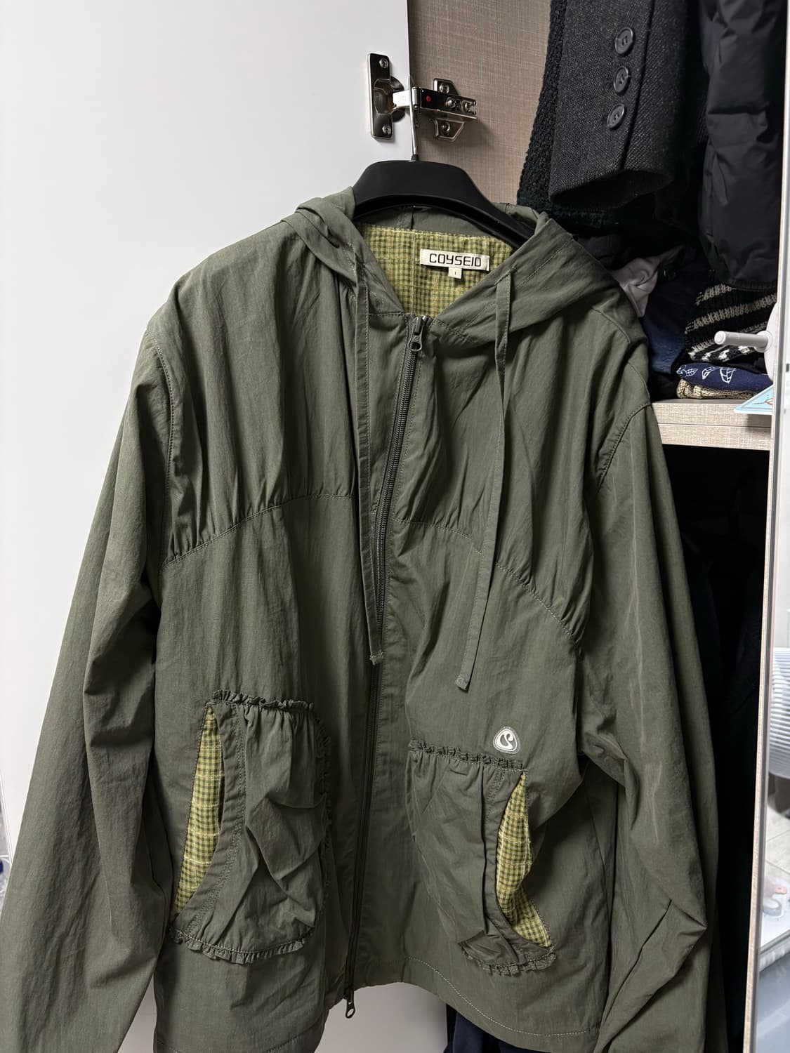코이세이오 CHECK WRINKLES WIND BREAKER OLIVE 상품이미지1
