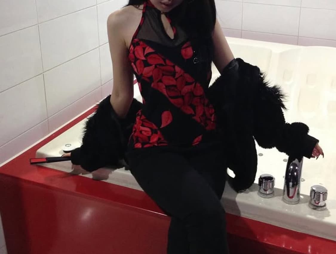 빈티지 갸루 Y2K 시스루 홀터넥 슬리브리스 상품이미지2