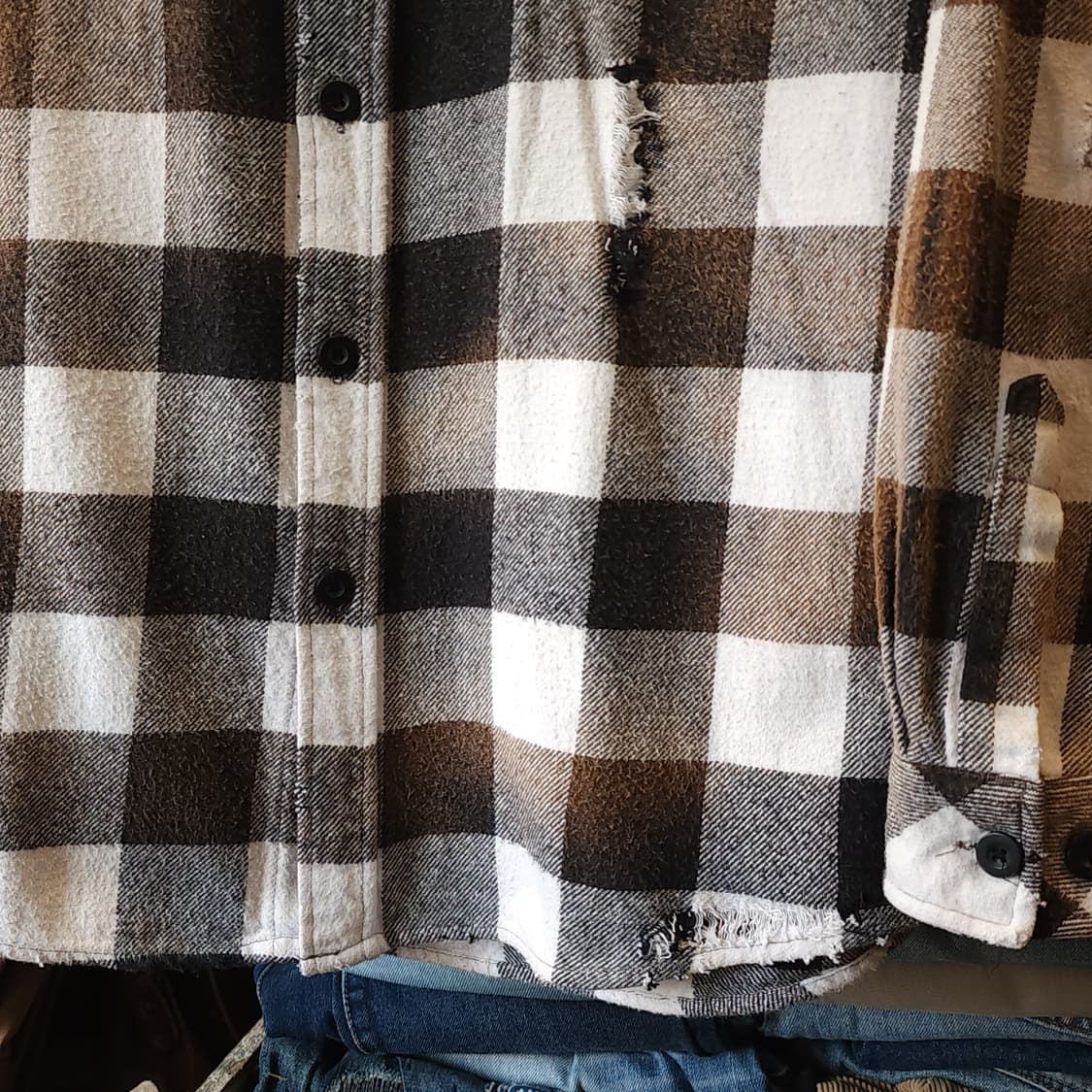 90s 아메리칸 빈티지 체크셔츠 헤비 플란넬 워크셔츠 윈도우 체크 xl 상품이미지8