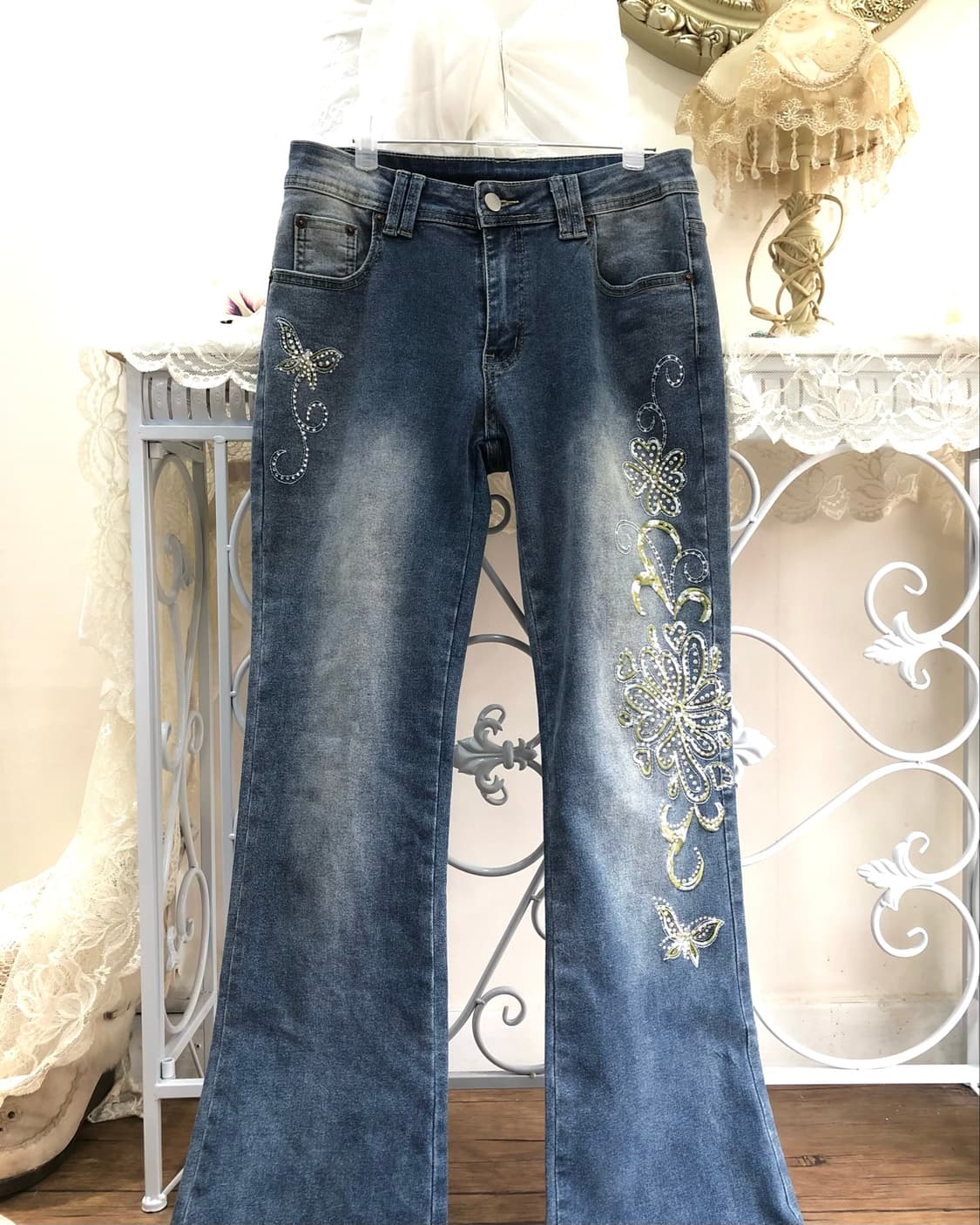 cubic embroidered bootcut denim jeans 상품이미지2