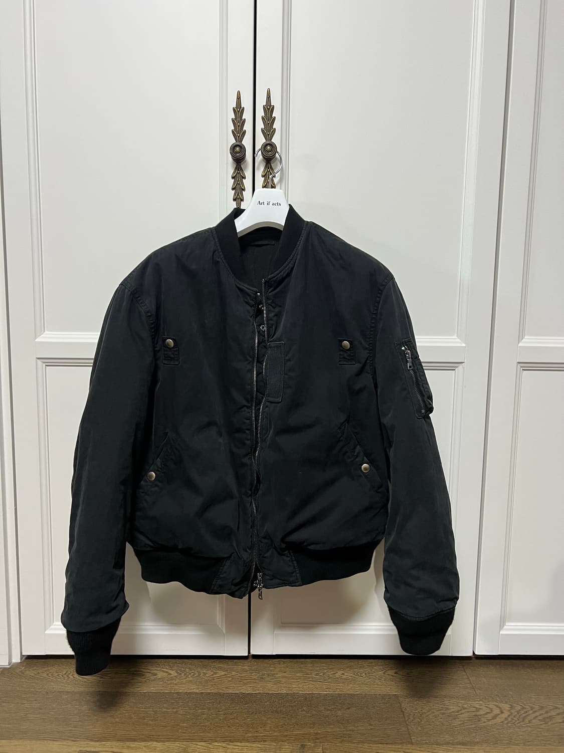 [M] 아트이프액츠 가먼트다잉 리버시블 MA-1 블랙 상품이미지5