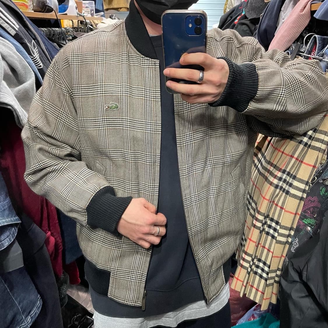 라코스테 블랙체크 리버시블 블루종 자켓 상품이미지2