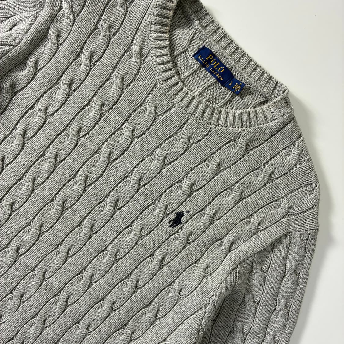 Polo 폴로 랄프로렌 멜란지 그레이 케이블 라운드 니트 상품이미지3