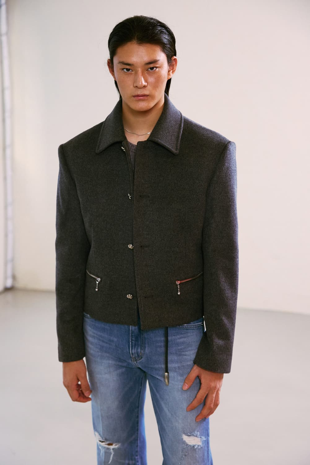 알포/ 캐시미어 - CROP JACKET(그레이) 상품이미지3