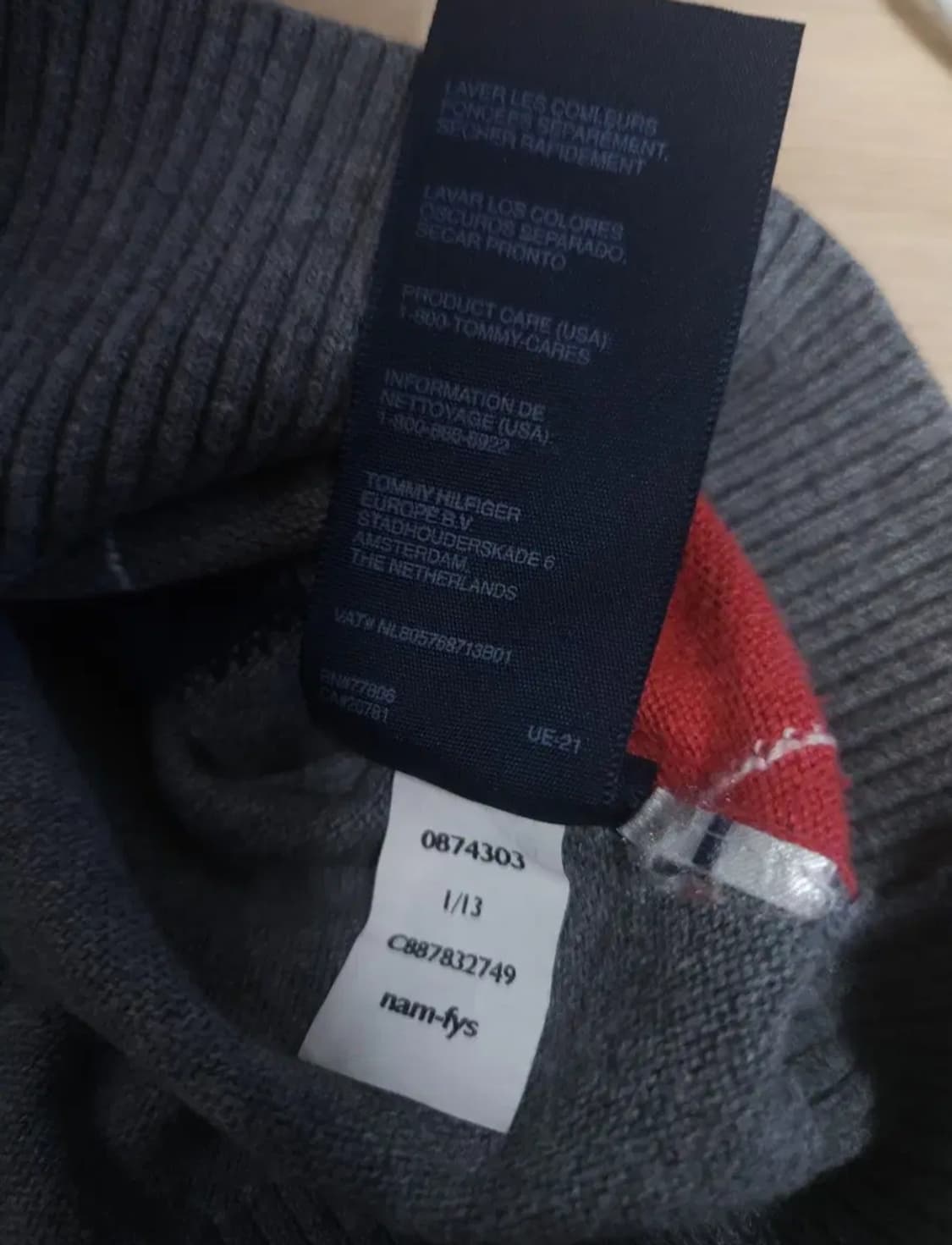 타미힐피거 아가일 브이넥 얇은니트, L 상품이미지6