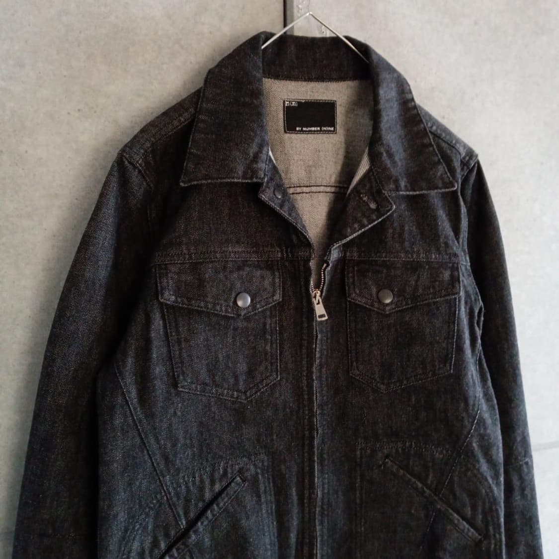 넘버나인 다크 그레이 데님 지퍼 자켓 상품이미지3