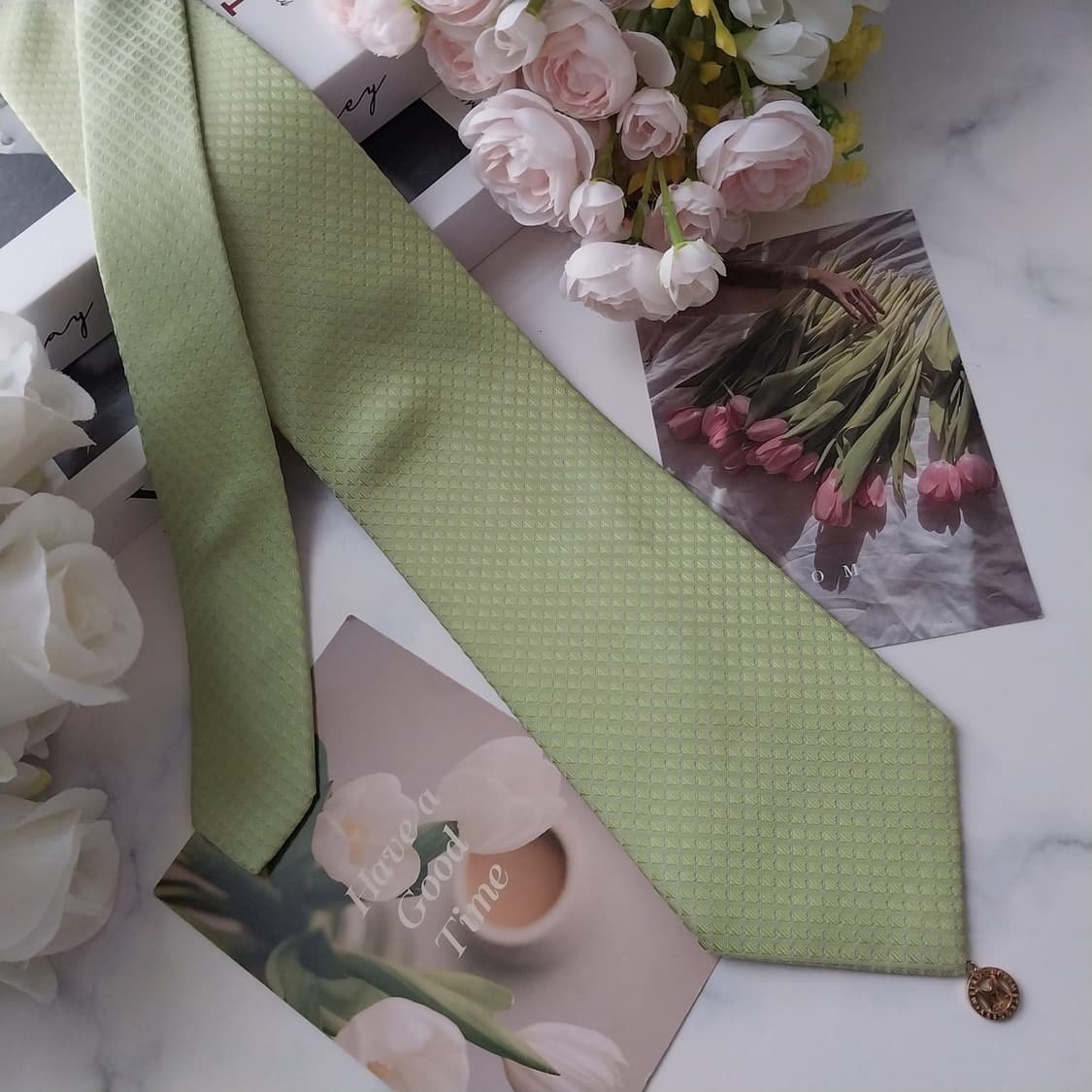 메트로시티 실크 그린 텍스처드 넥타이 9.2cm A+등급 K1582
 상품이미지3