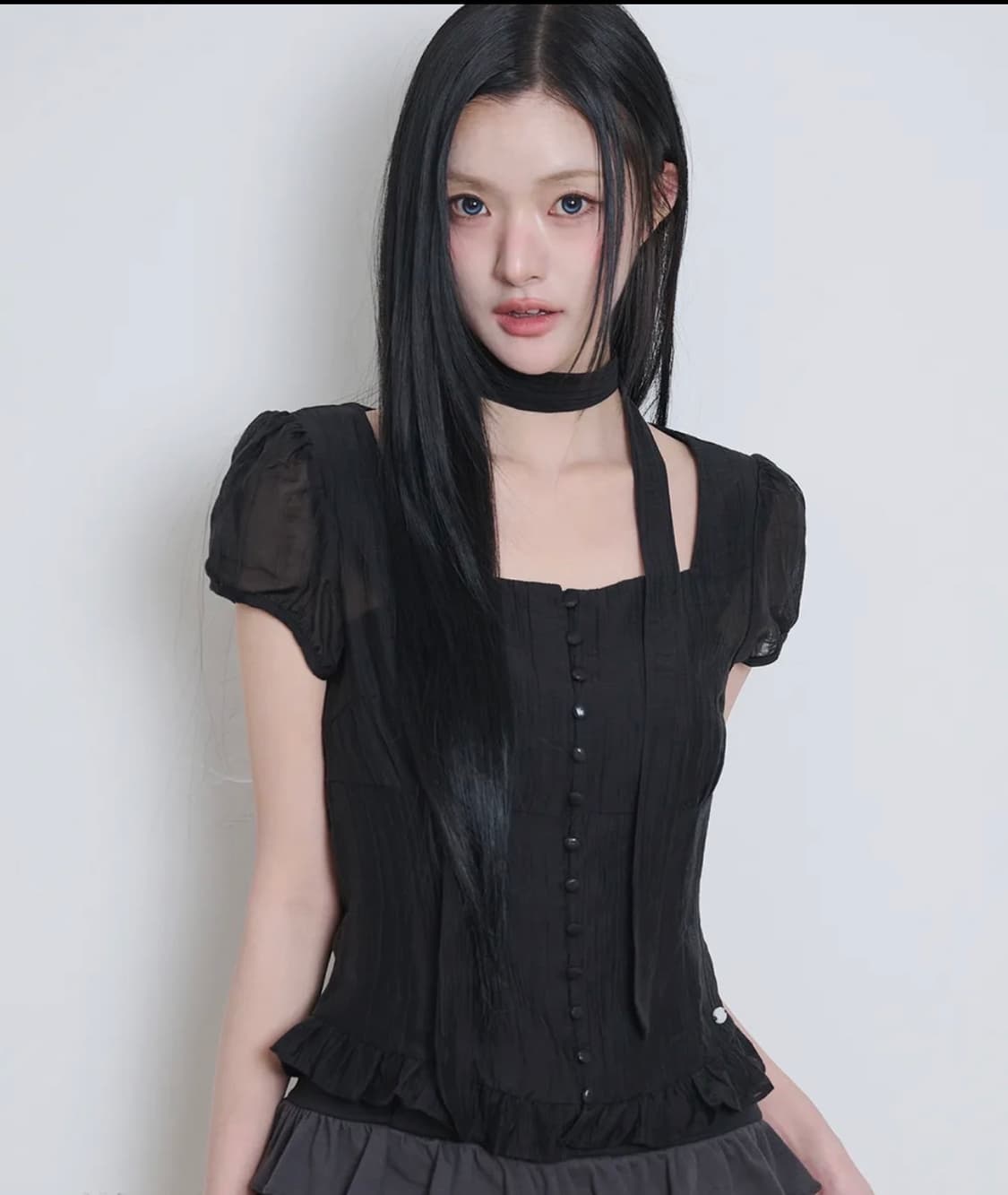 일리고 리본 타이 스퀘어넥 블라우스 상품이미지1