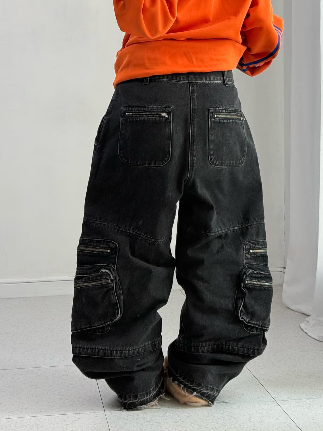 빅유니온 흑청 멀티포켓 카고팬츠 상품이미지4