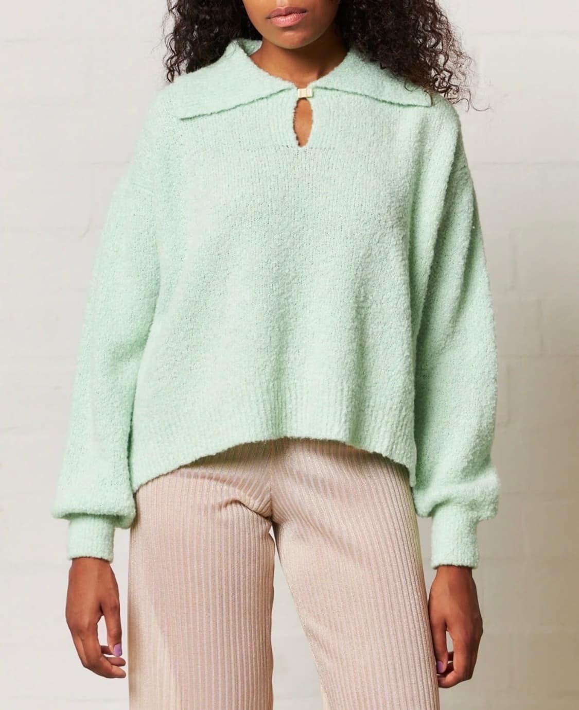 (정품/새상품) 레지나 표 여성 민트 부클 알파카 니트 상품이미지4