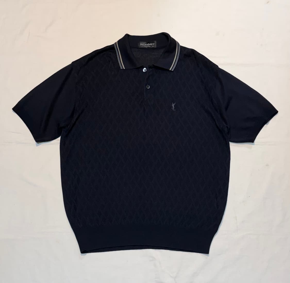 00s YSL 입생로랑 아카이브 반팔 니트 카라티 블랙 상품이미지1