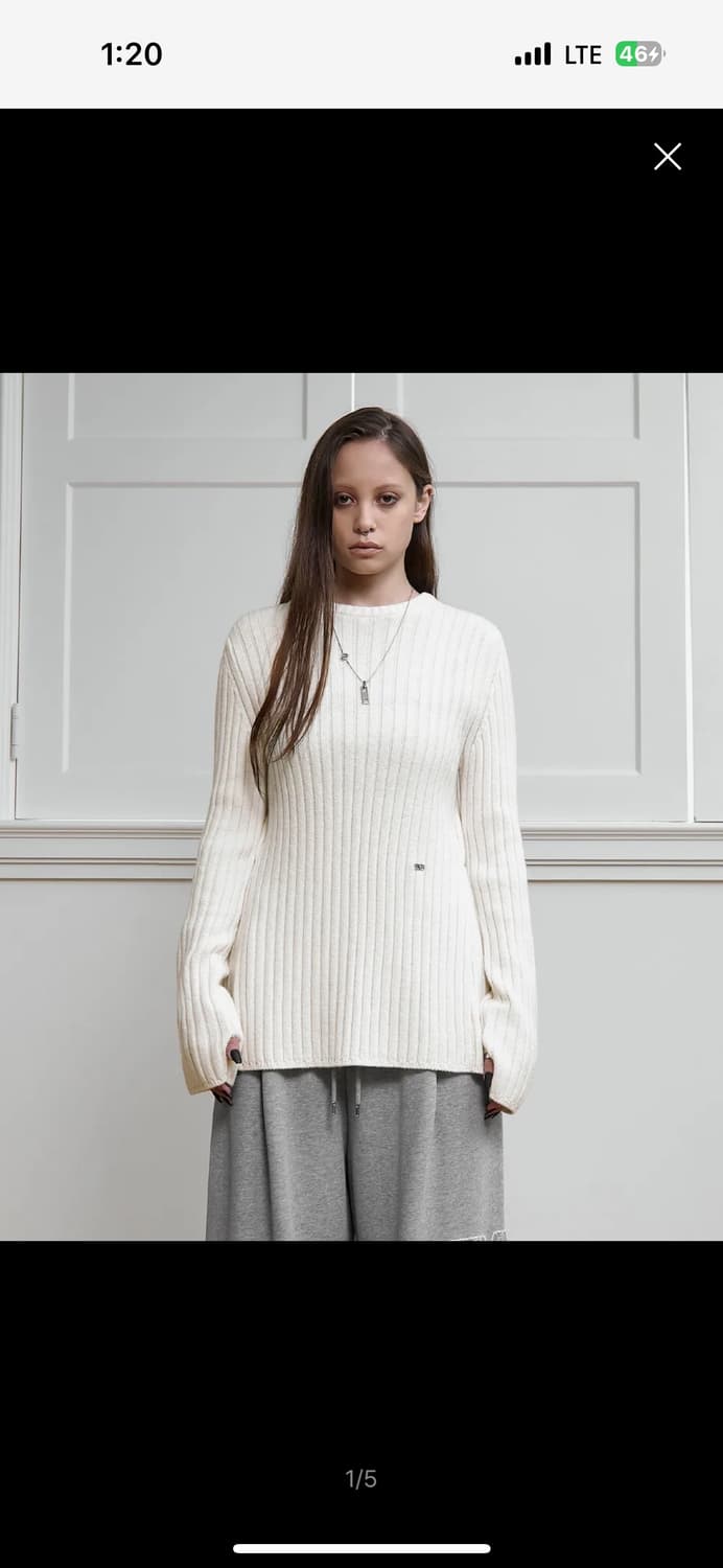 새상품) 트리밍버드 백리스 니트 풀오버 아이보리 상품이미지1