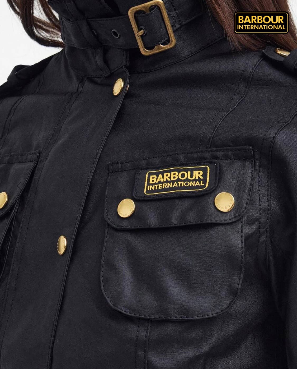 바버 인터네셔널 왁스 자켓 블랙[UK 8] 상품이미지4