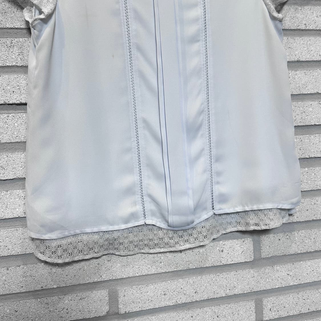 JPN VINTAGE 블라우스 소매 레이스 디테일 스카이 블루 상품이미지4