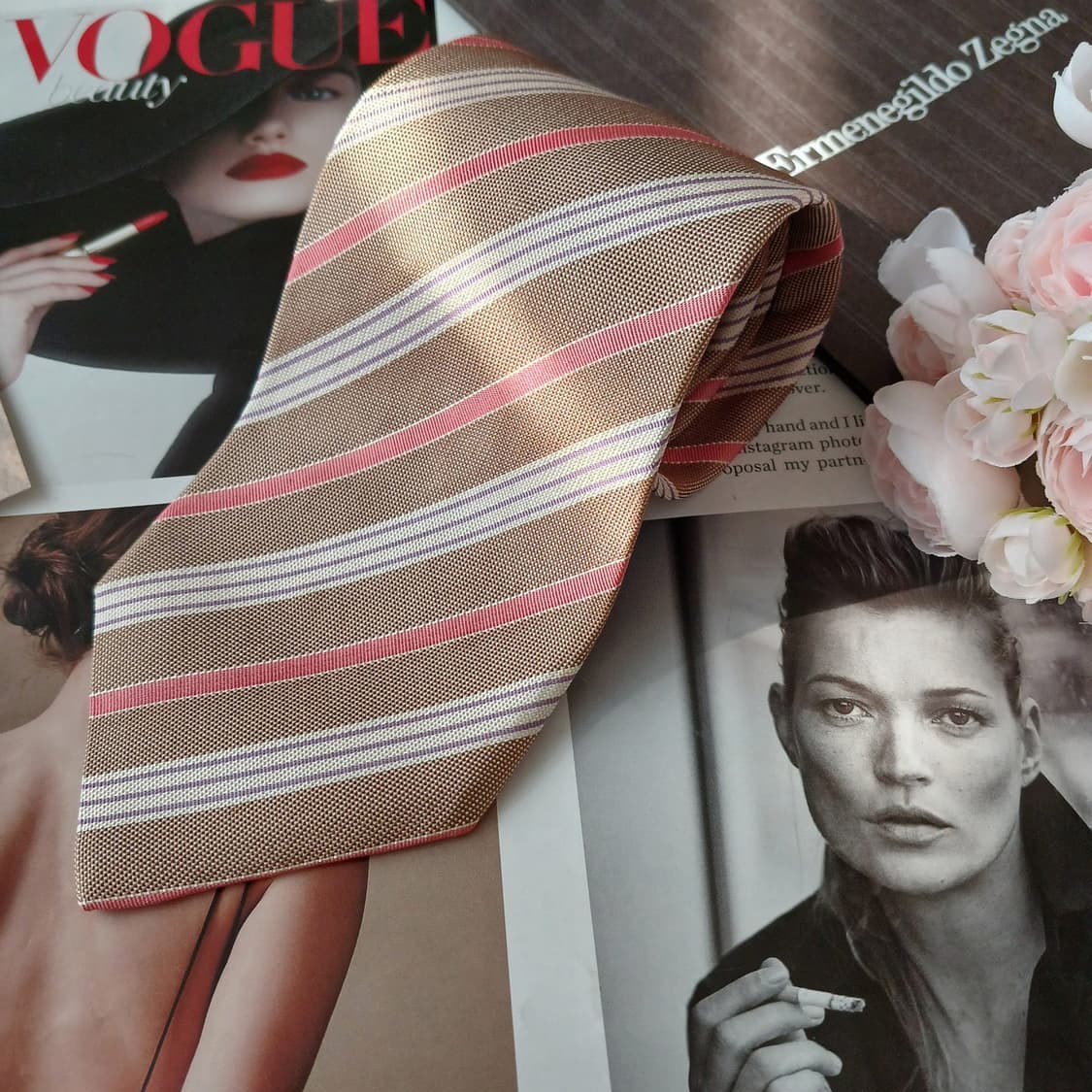 에르메네질도 제냐 실크 스트라이프 넥타이 9.2cm A+등급 A18887 상품이미지2