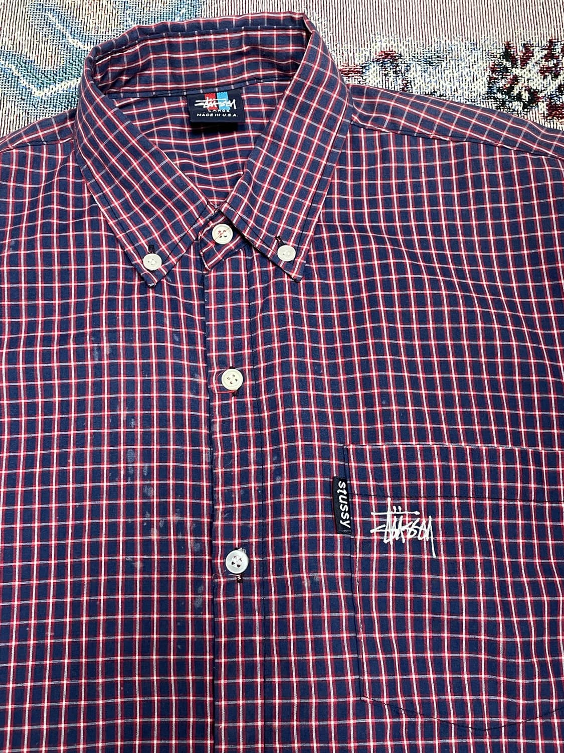 [L] 90s 올드 스투시 USA MADE 체크 셔츠 상품이미지3