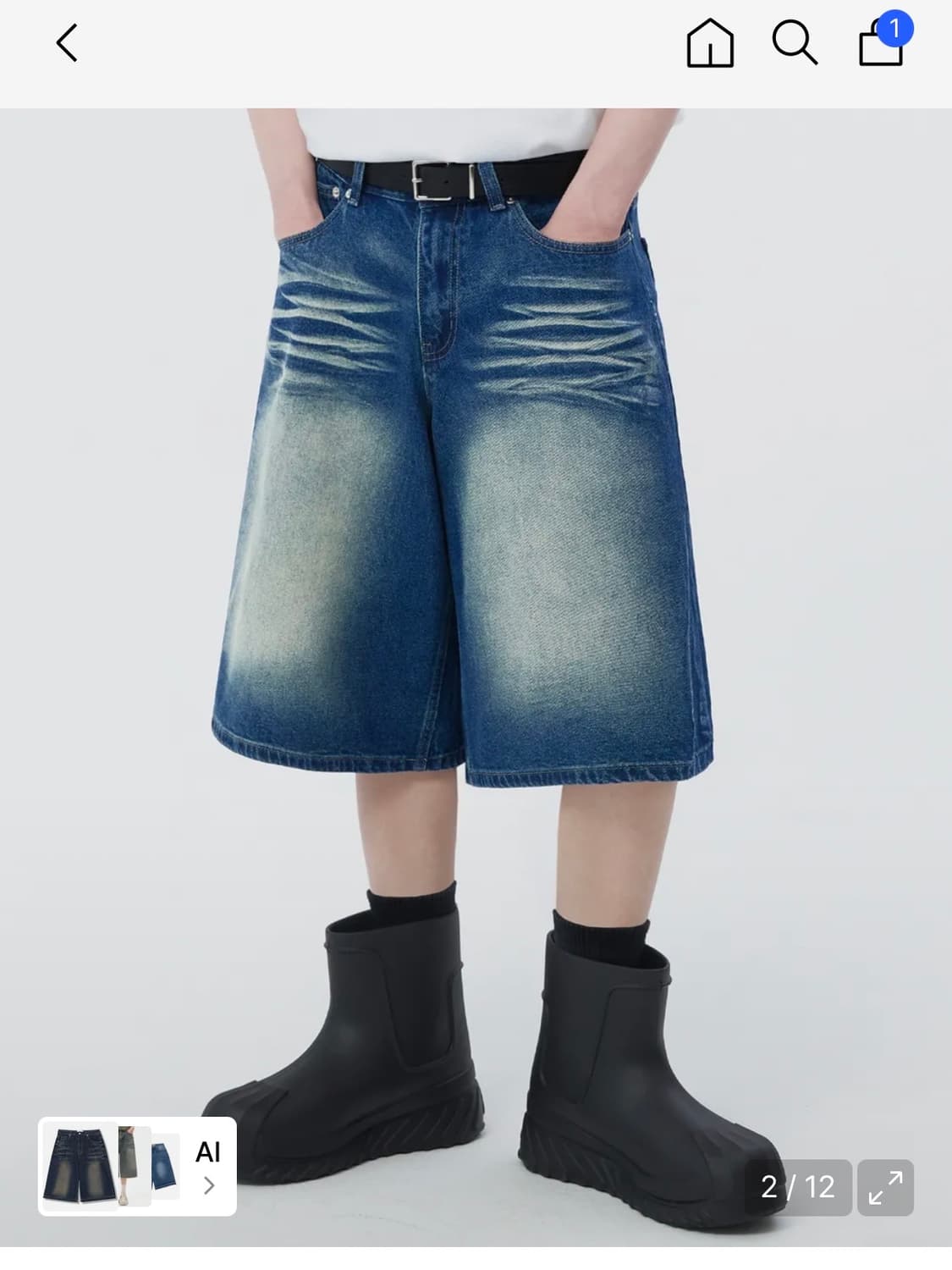 트릴리온 캣 브러쉬 워시드 버뮤다 데님 쇼츠 딥블루 M 상품이미지1