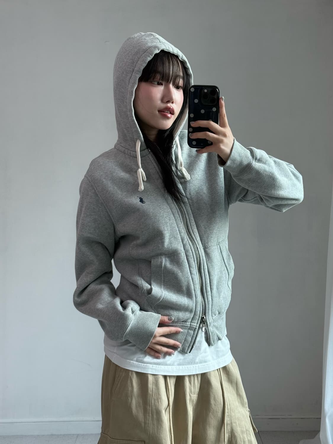 폴로 그레이 투웨이 스웻 후드집업 상품이미지4