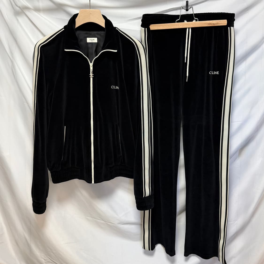 [S+급/S] 셀린느 트리오페 벨벳 트랙 자켓 집업 셋업 블랙 상품이미지1
