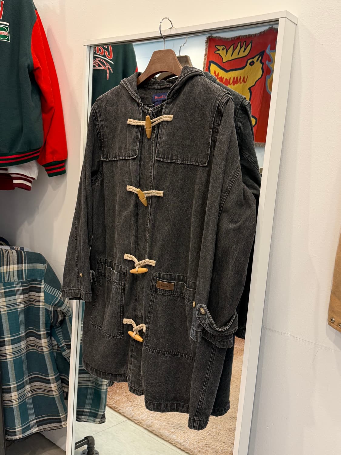 Denim & Co 데님앤코 빈티지 흑청 데님 더플 코트 상품이미지1