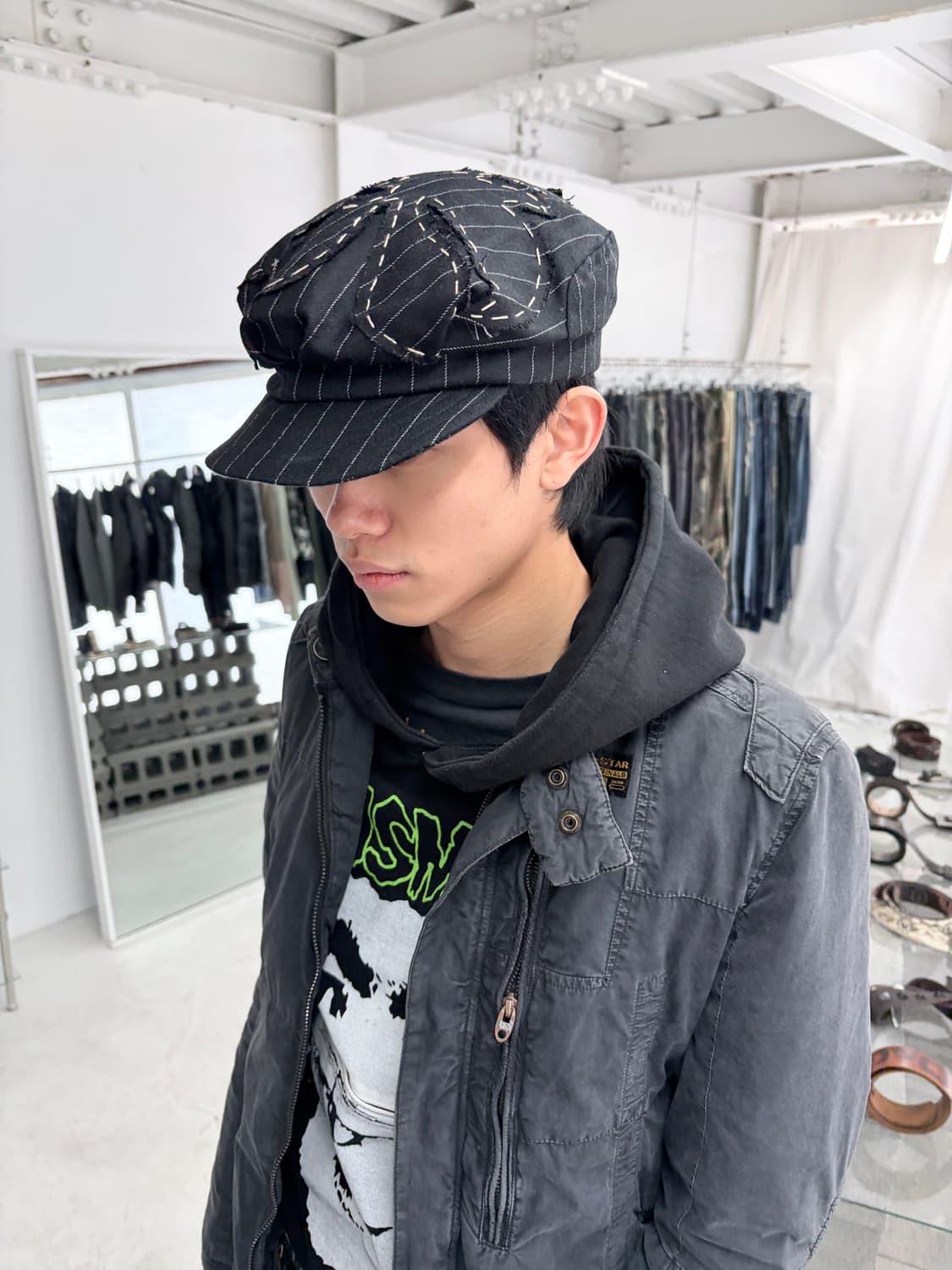 스티칭 패널 울 캡 상품이미지1