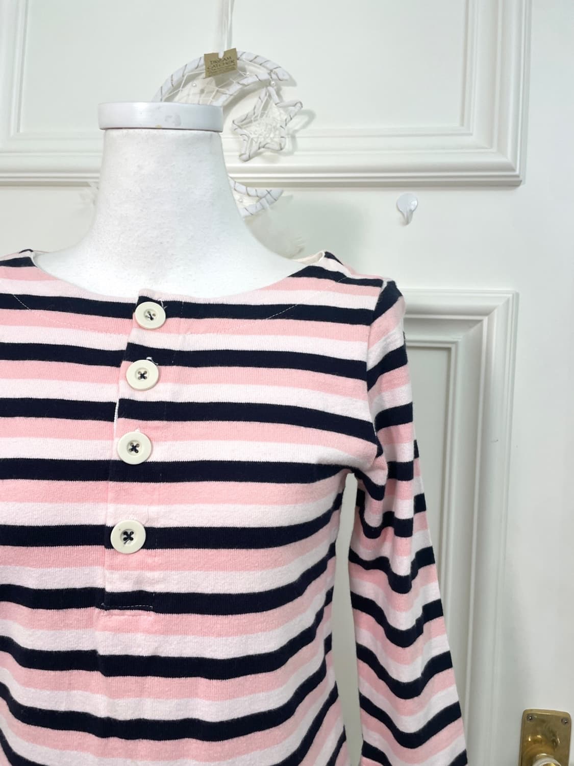 pink stripe button point cotton top 상품이미지6