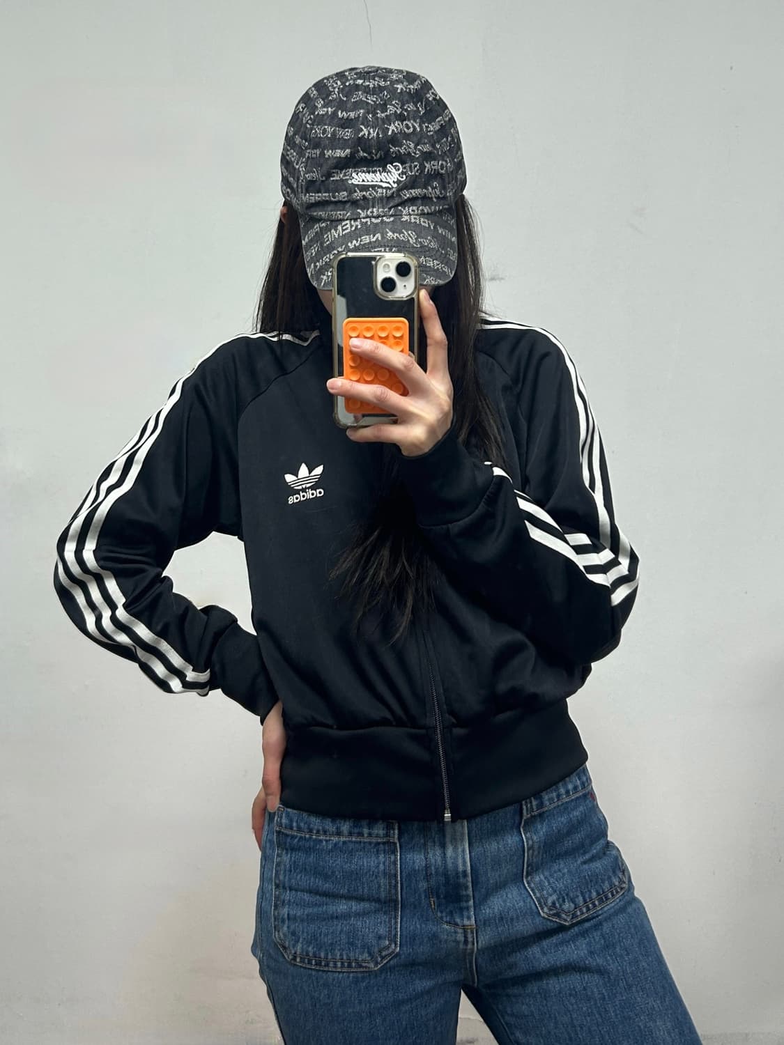 아디다스 오리지널 자수로고 슈퍼걸 트랙탑 져지 블랙 상품이미지1