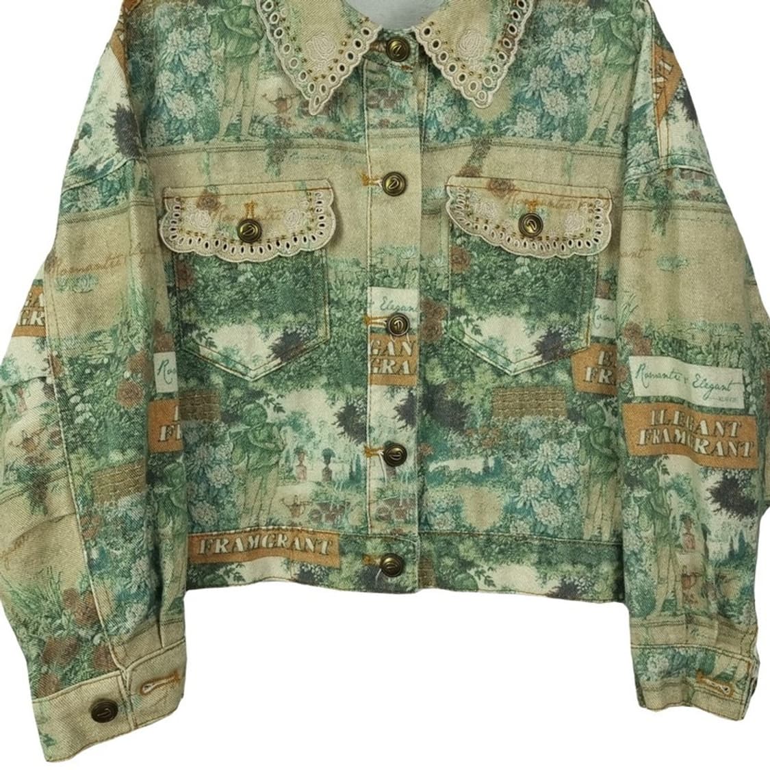 [일본빈티지] 에스닉 패턴 레이스 카라 오버핏 트러커 자켓 M18777 상품이미지5