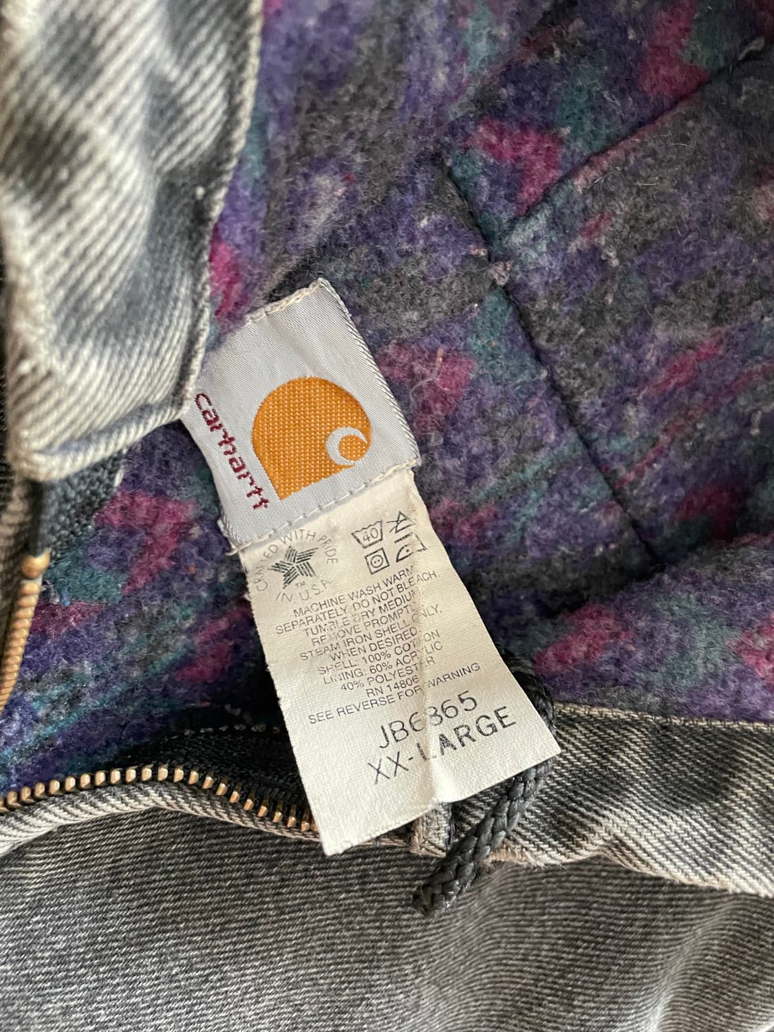 90s 칼하트 블랙 데님 아즈텍 액티브 자켓 j130 상품이미지3