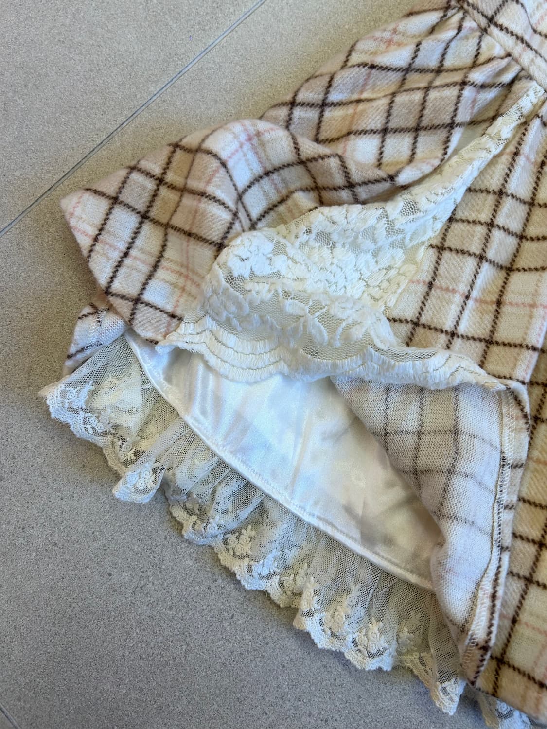 리즈리사 핑크 브라운 체크 스커트 상품이미지5