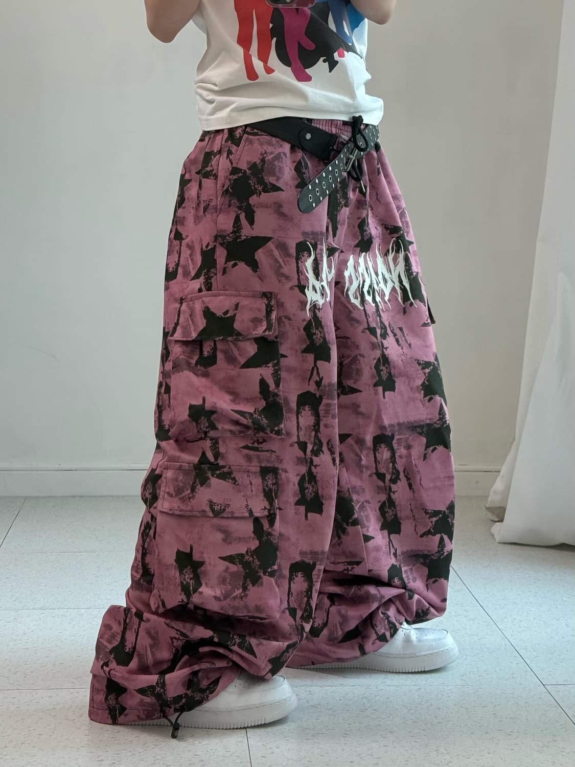 빈티지 핑크 스타 카고 팬츠 상품이미지2