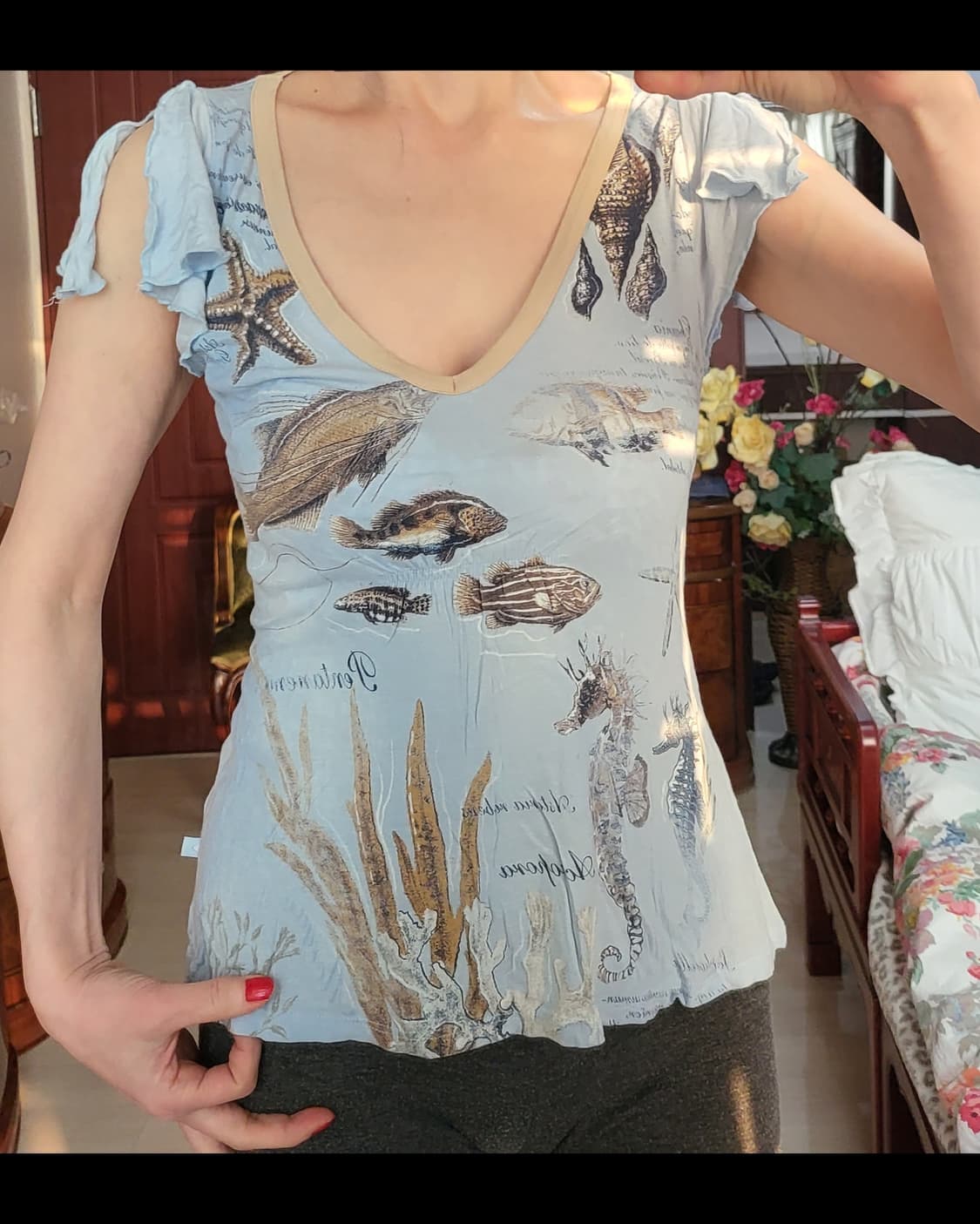 프랑스 수입 모르간 모달 블루 셔츠 상품이미지1