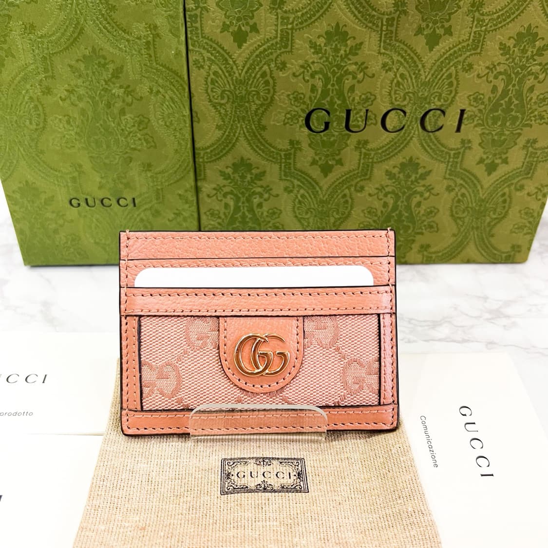 구찌 오피디아 GG 수프림 카드지갑 핑크 상품이미지1