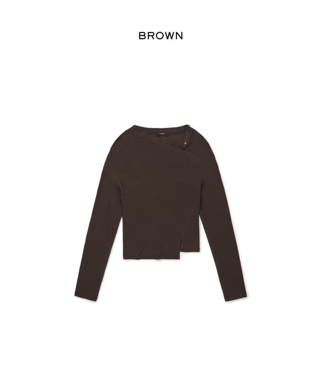 RUFFLED NECK LINE JERSEY TOP (BROWN) 상품이미지2