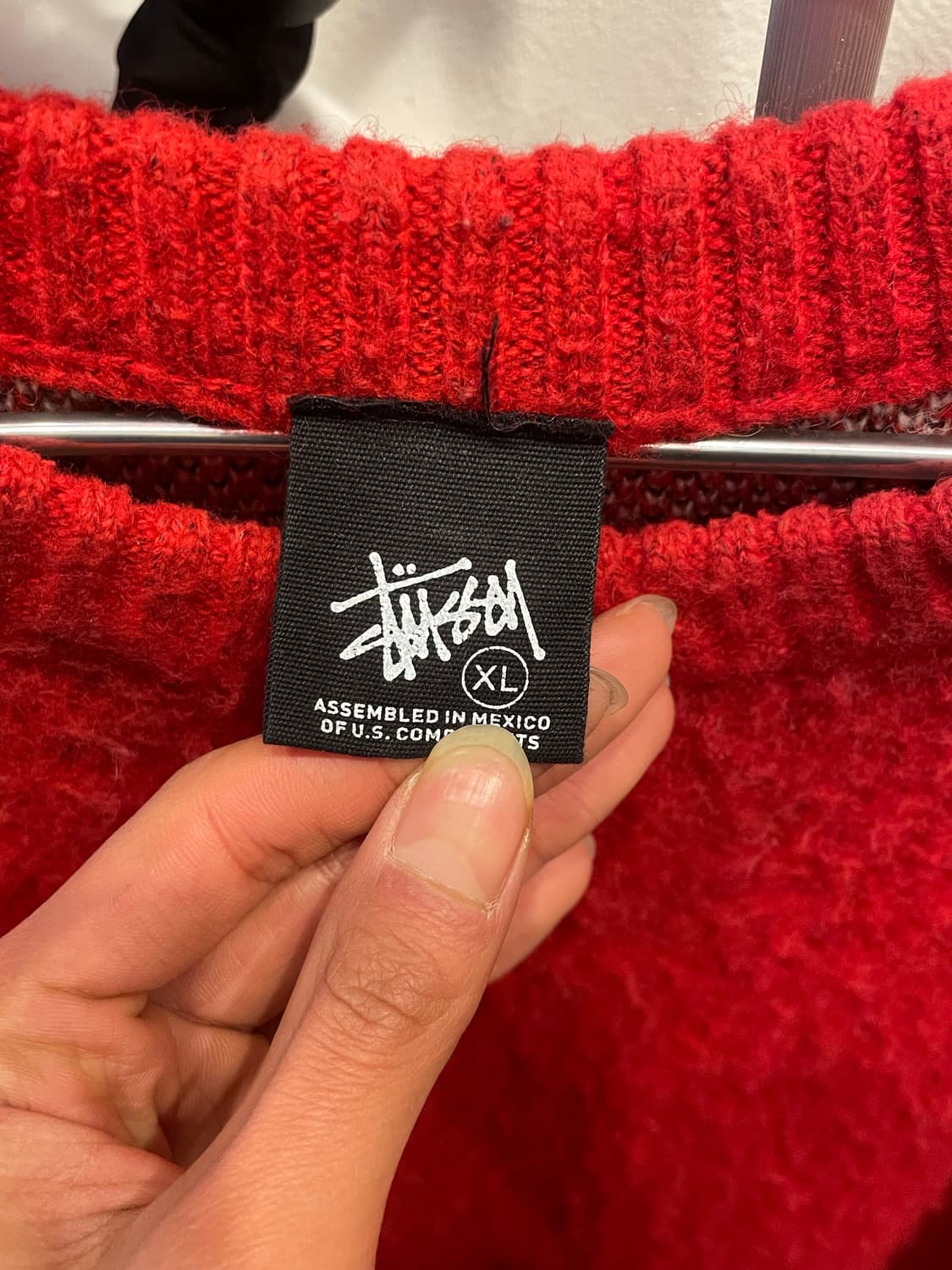 스투시 8볼 헤비 브러쉬드 모헤어 스웨터 레드(XL) size 상품이미지4
