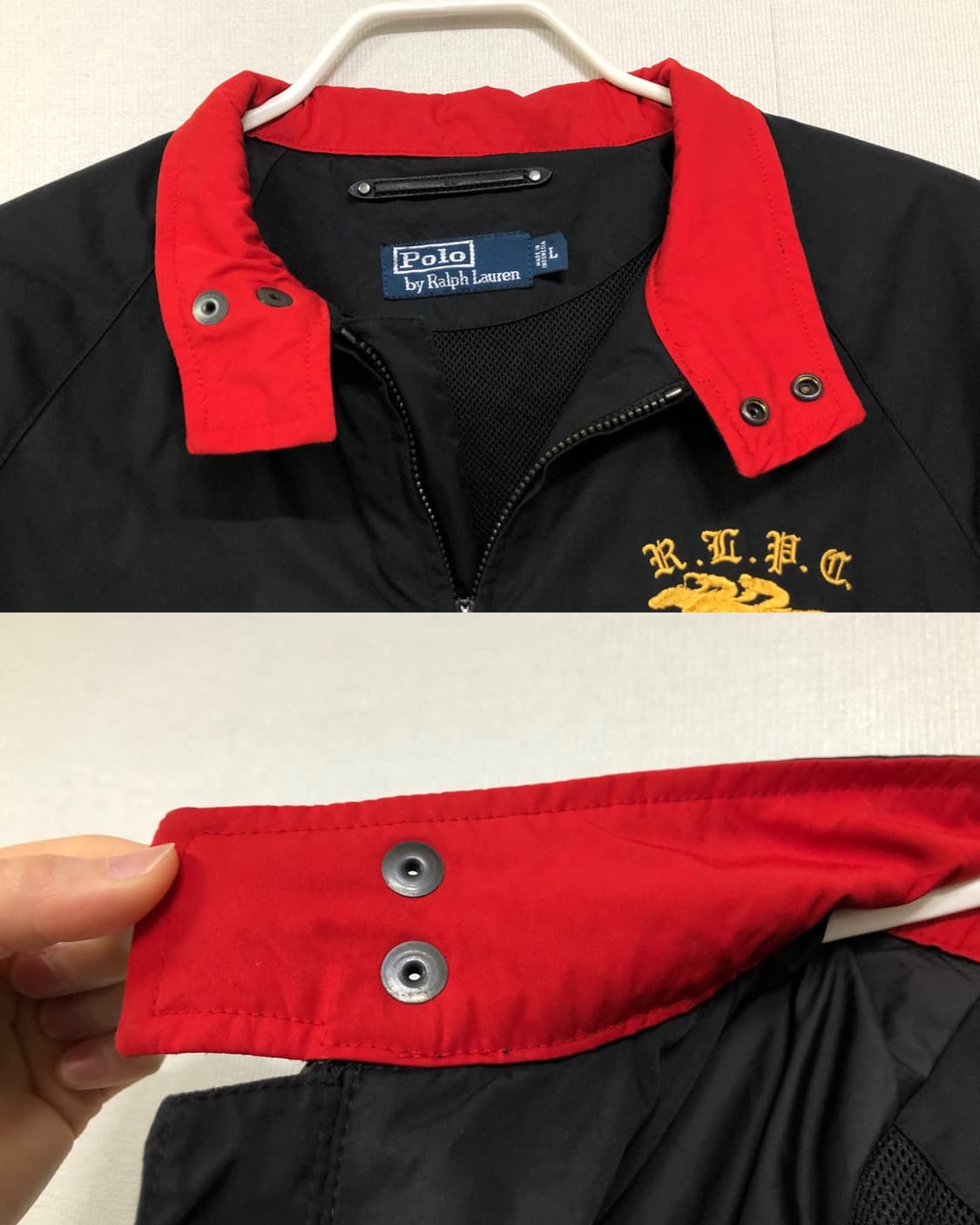 폴로 랄프로렌 골드자수 패디드 해링턴 바라쿠타 자켓 L _ 블랙 상품이미지7